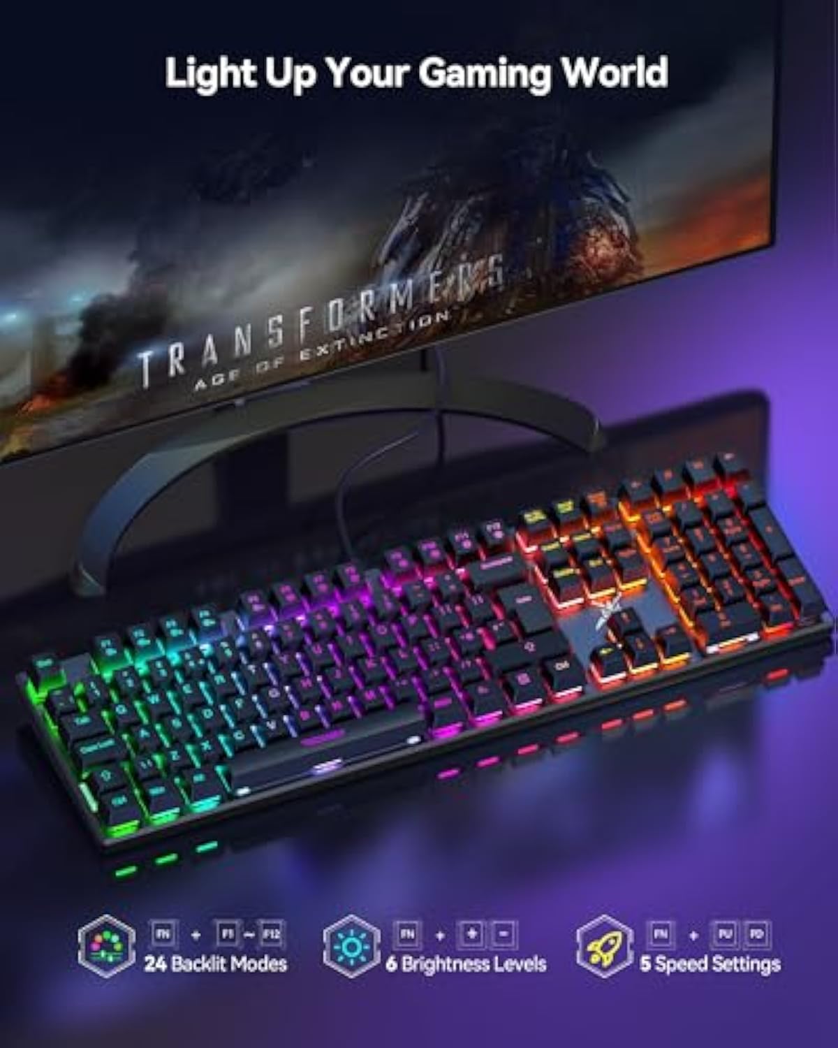 TECKNET Mechanical Gaming Keyboard - Red Switches Mechanical Keyboard with 109 Keys