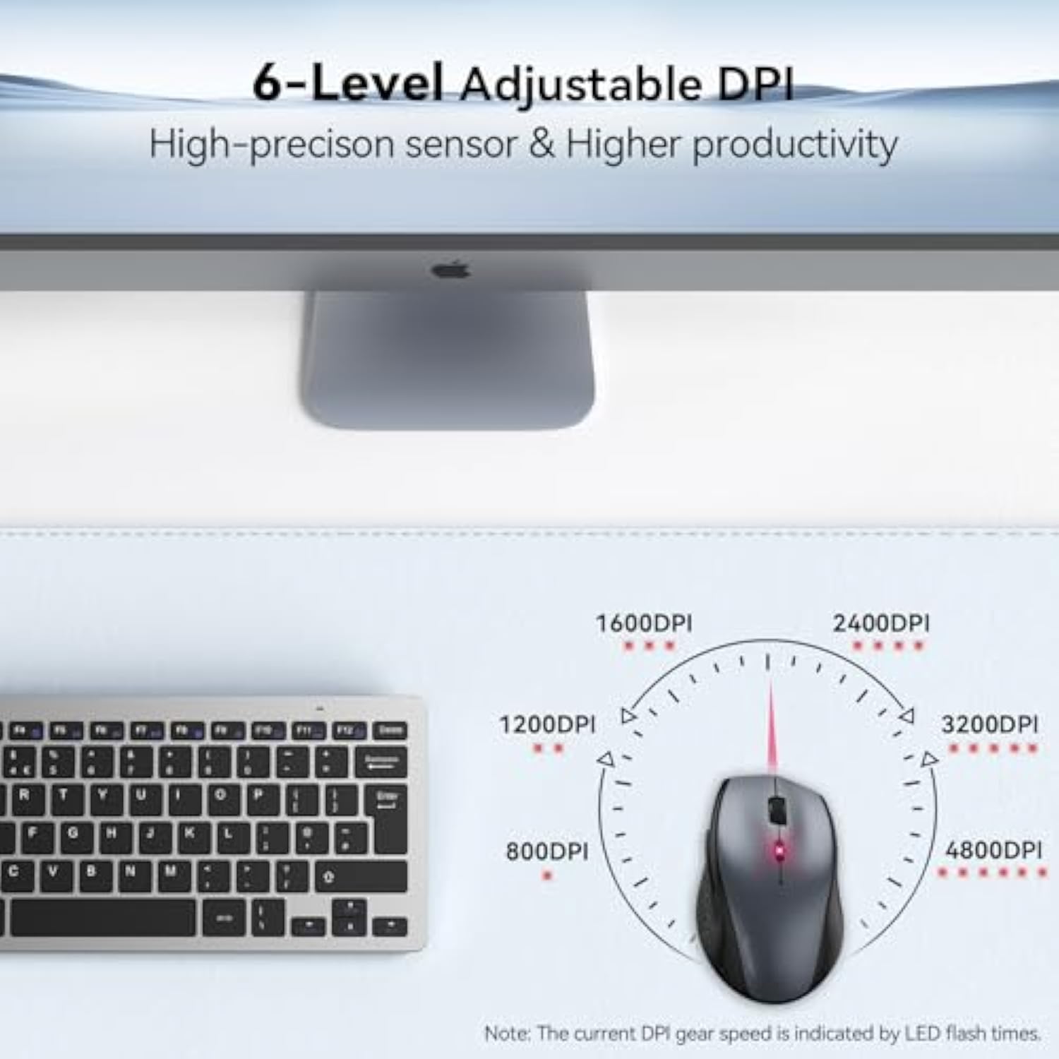 TECKNET 2.4G Wireless Mouse for Laptop, 4800 DPI Optical Computer Mice