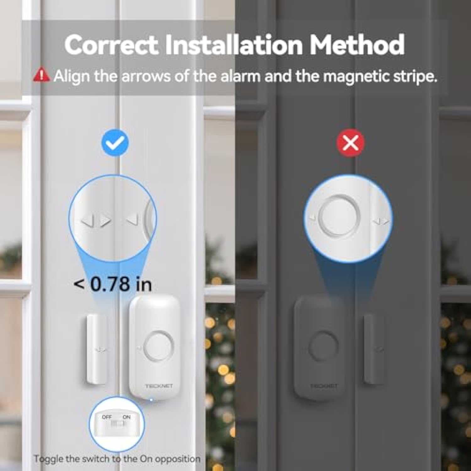 TECKNET Wireless Door Sensor Alarm, Door Alarm with 1000Ft Operating Range
