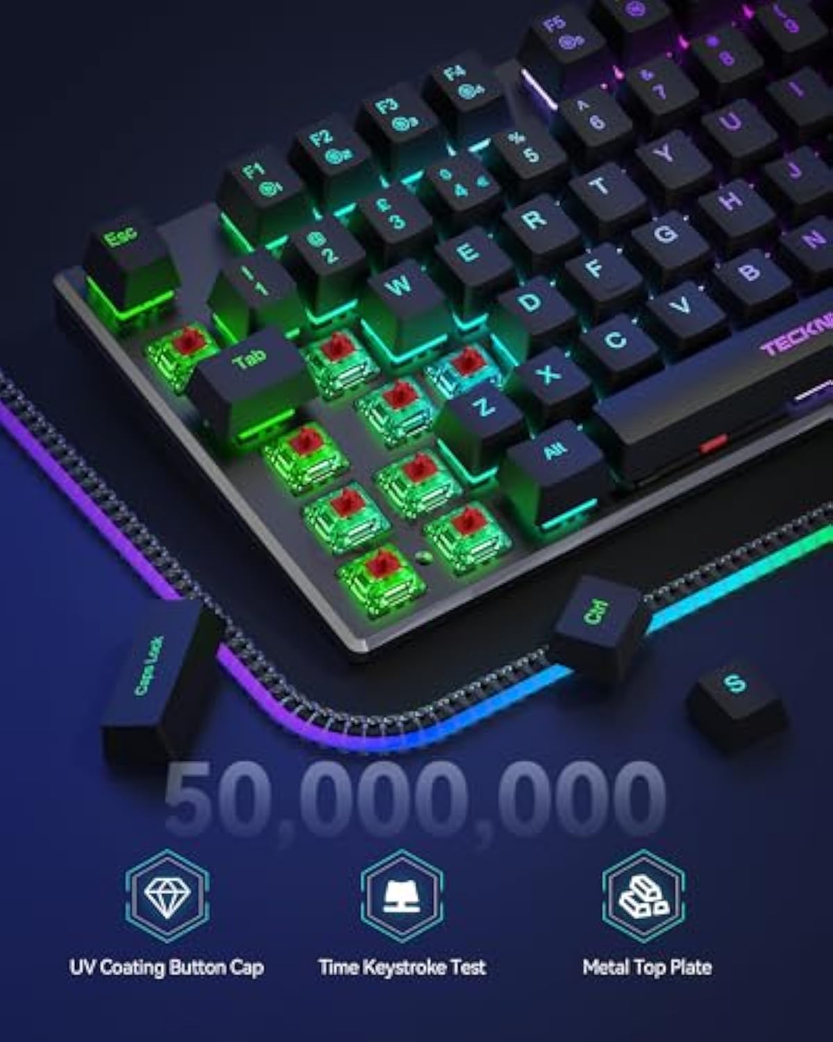 TECKNET Mechanical Gaming Keyboard - Red Switches Mechanical Keyboard with 109 Keys