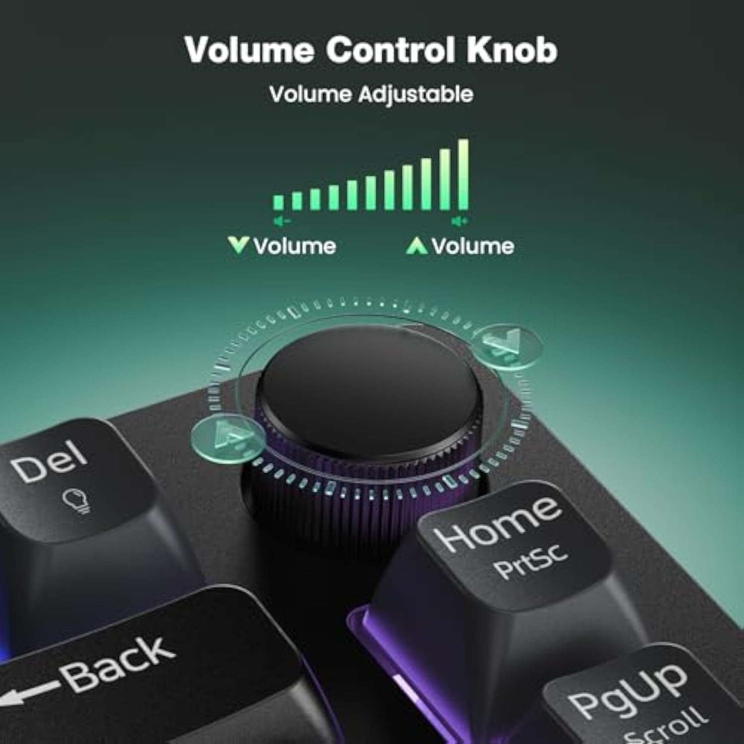 TECKNET RGB Gaming Keyboard,Compact 83 Keys Wired Keyboard with Volumn Knob