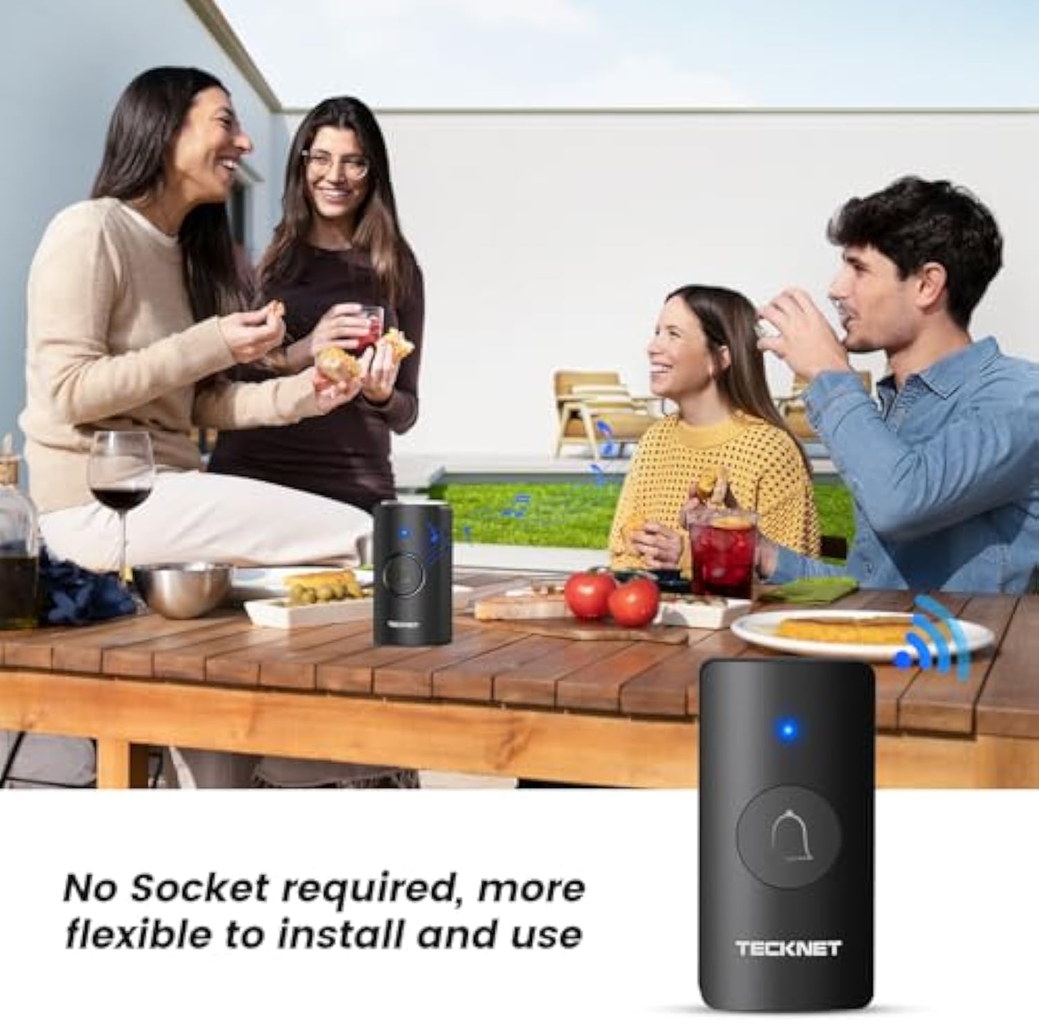 TECKNET Wireless Doorbell, Door Bells Wireless IP65 Waterproof Battery Operated Cordless Door Chime Kit