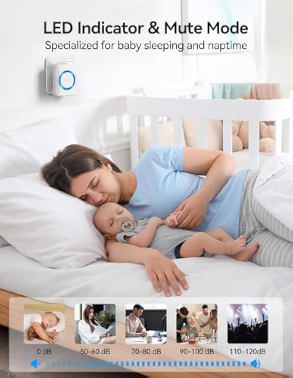 TECKNET Wireless Doorbell with 2 Push Buttons, Cordless IP65 Waterproof Door Bells Chime Kit