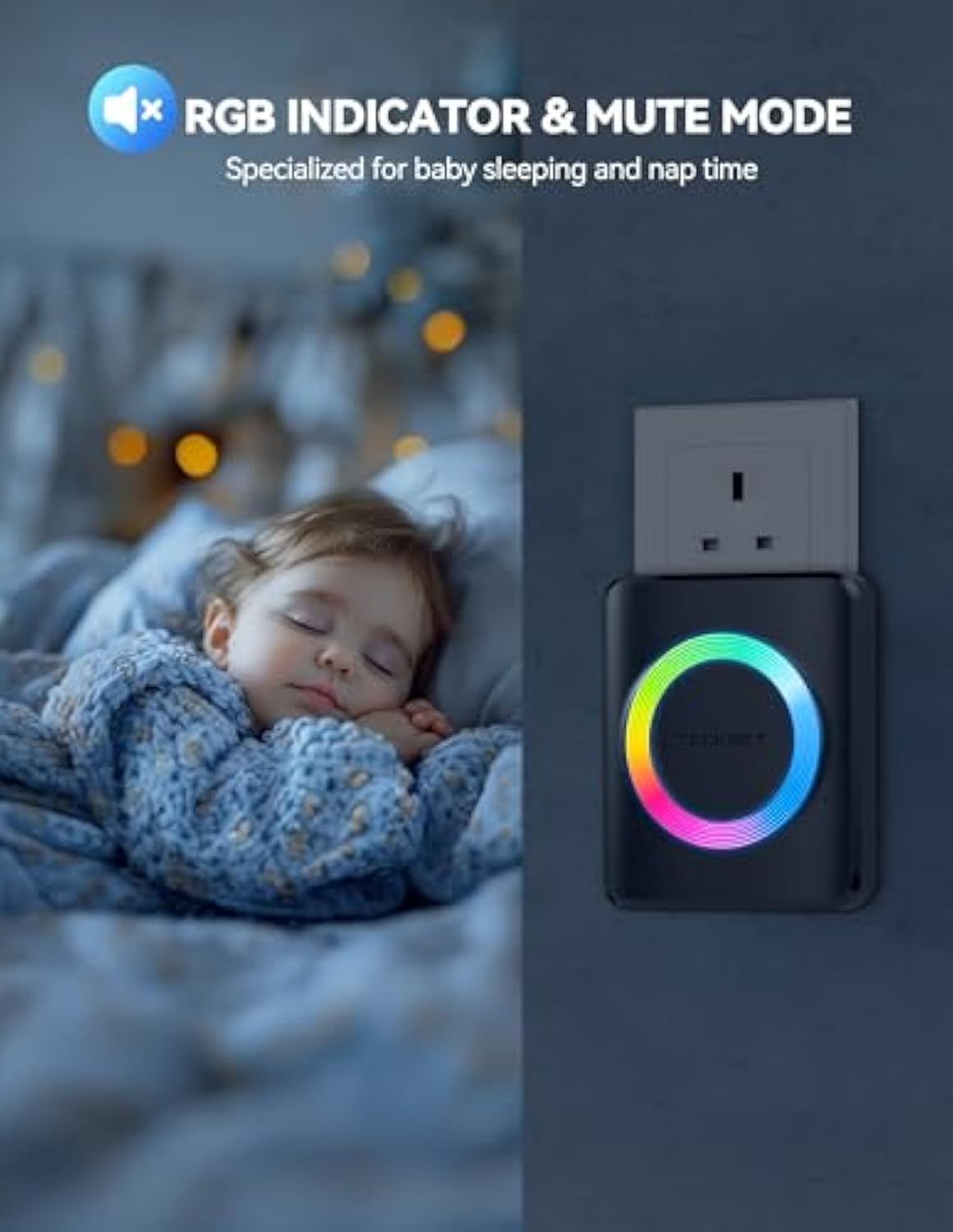 TECKNET Wireless Doorbell 3 Receivers, Door Chime Kit with RGB Light