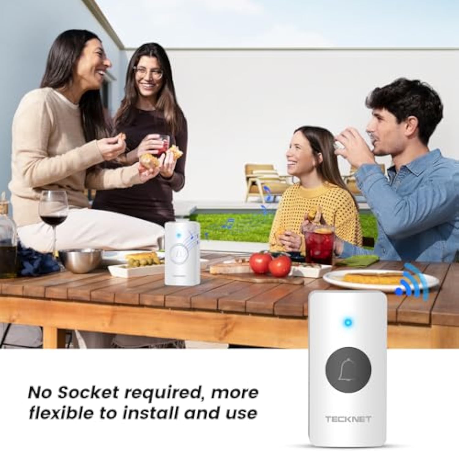TECKNET Wireless Doorbell, Door Bells Wireless IP65 Waterproof Battery Operated Cordless Door Chime Kit