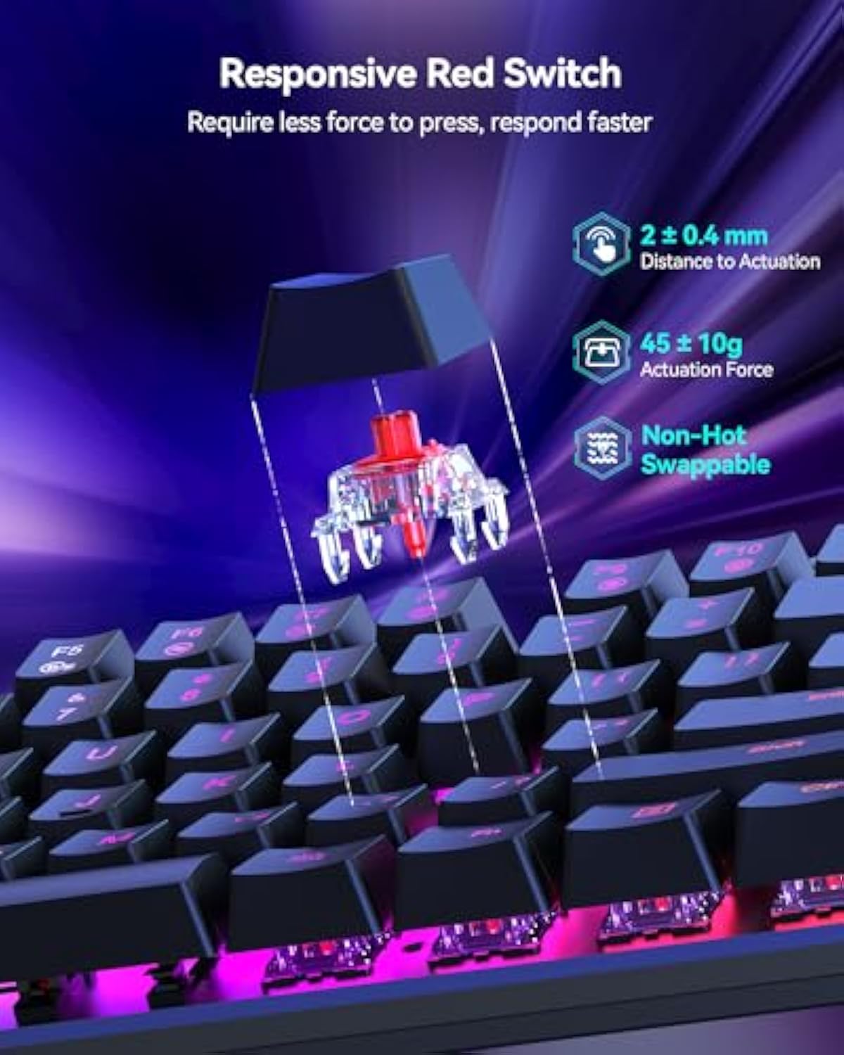 TECKNET Mechanical Gaming Keyboard - Red Switches Mechanical Keyboard with 109 Keys