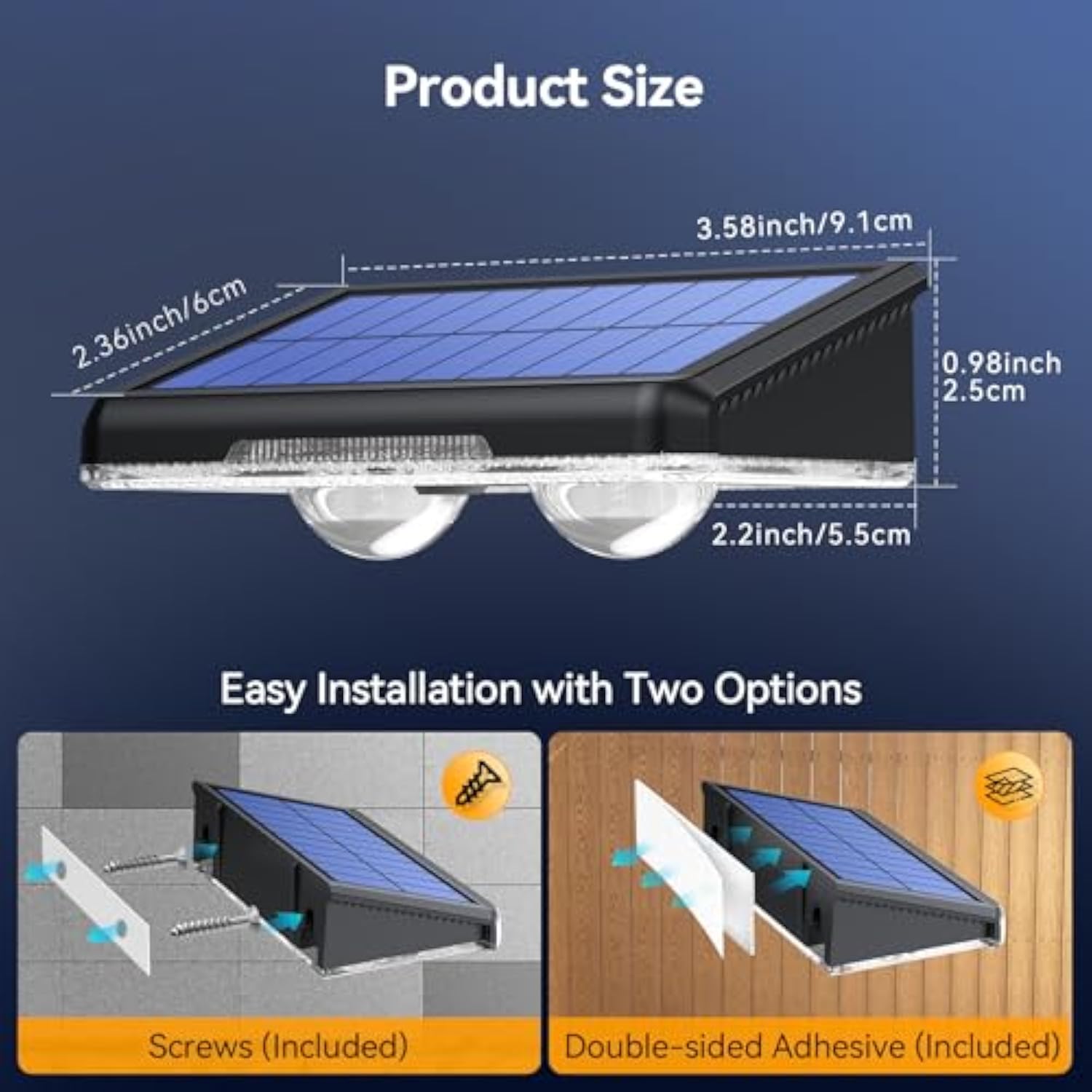 TECKNET Solar Fence Lights Outdoor Garden, 4 Pack Solar Wall Lights Outdoor IP66 Waterproof