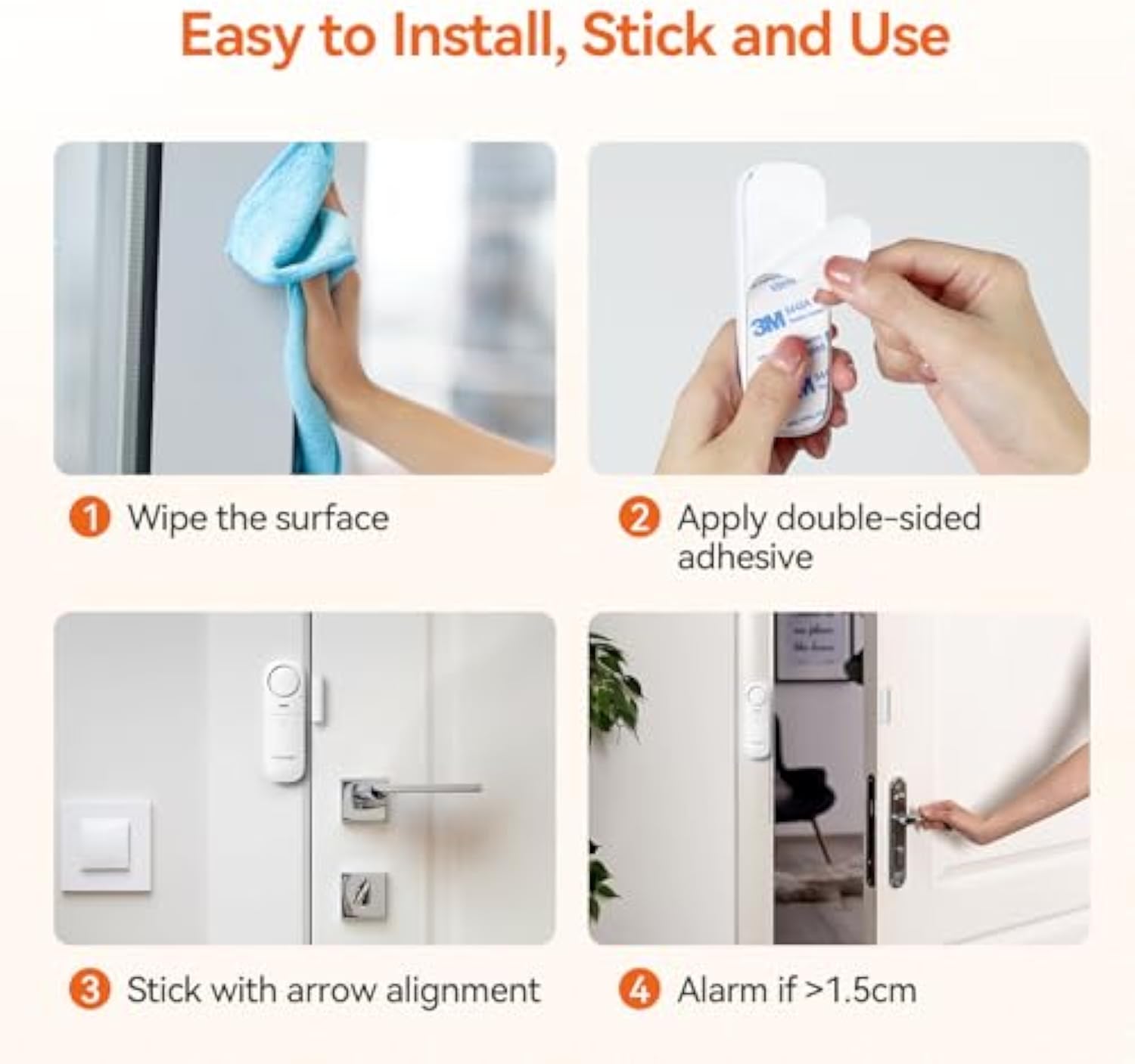 TECKNET Door Alarm Sensor 2 Packs With Remote Control