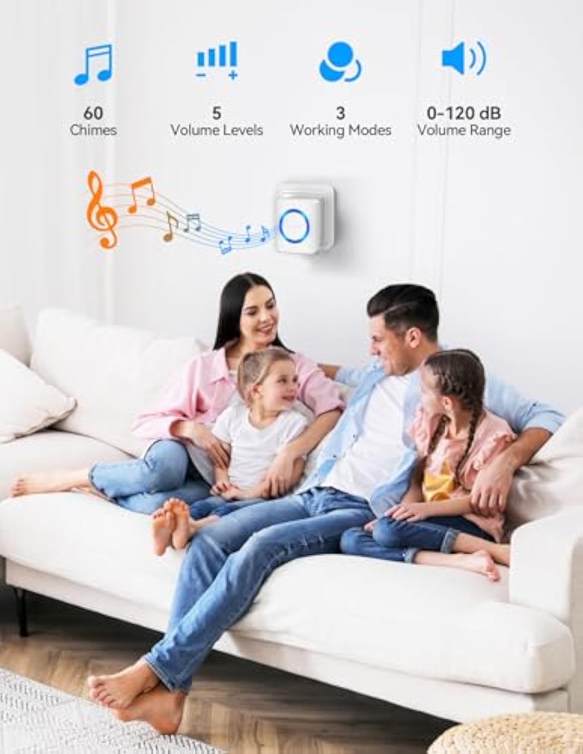 TECKNET Wireless Doorbell with 2 Push Buttons, Cordless IP65 Waterproof Door Bells Chime Kit