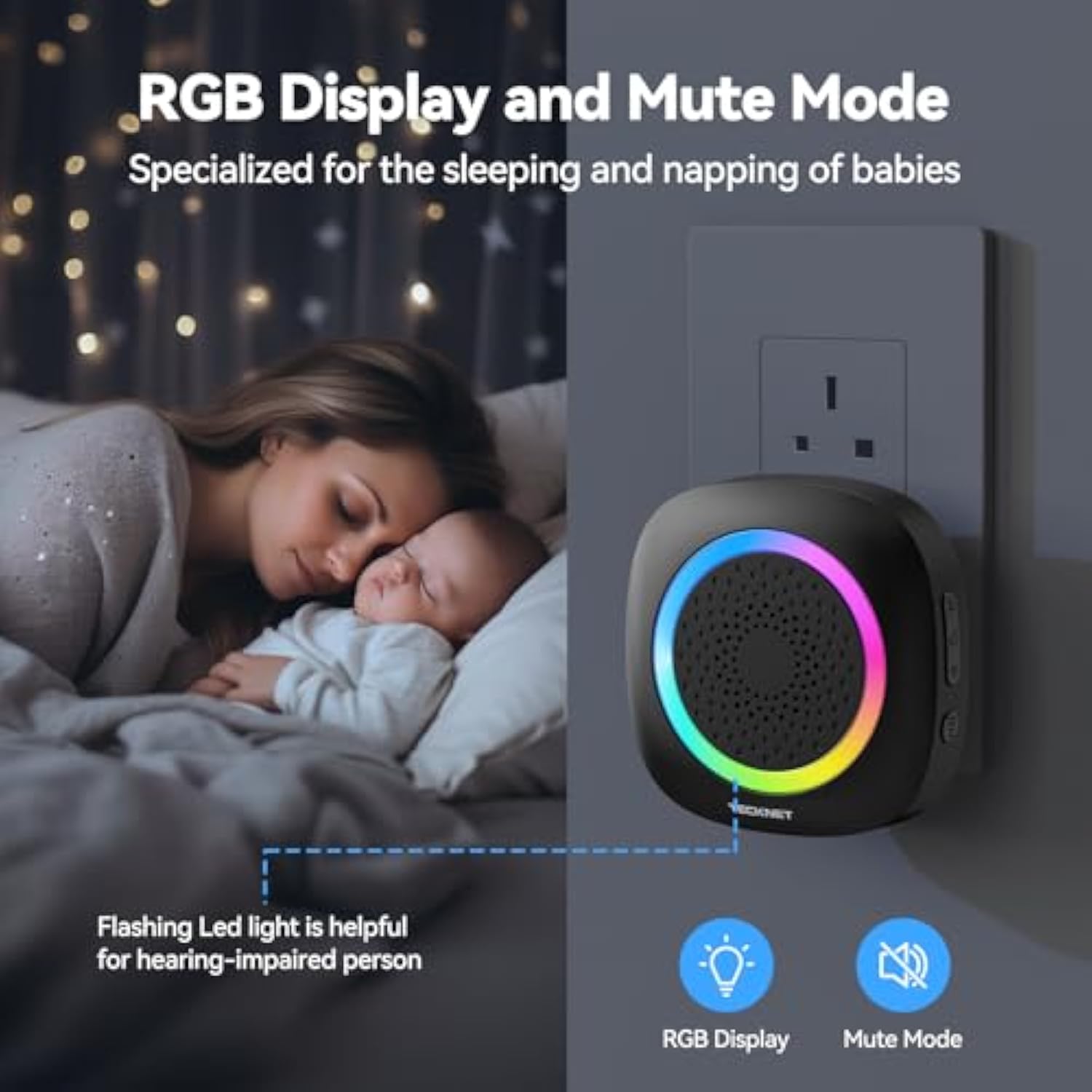 TECKNET Wireless Door Sensor Alarm, Door Alarm with 1000Ft Operating Range