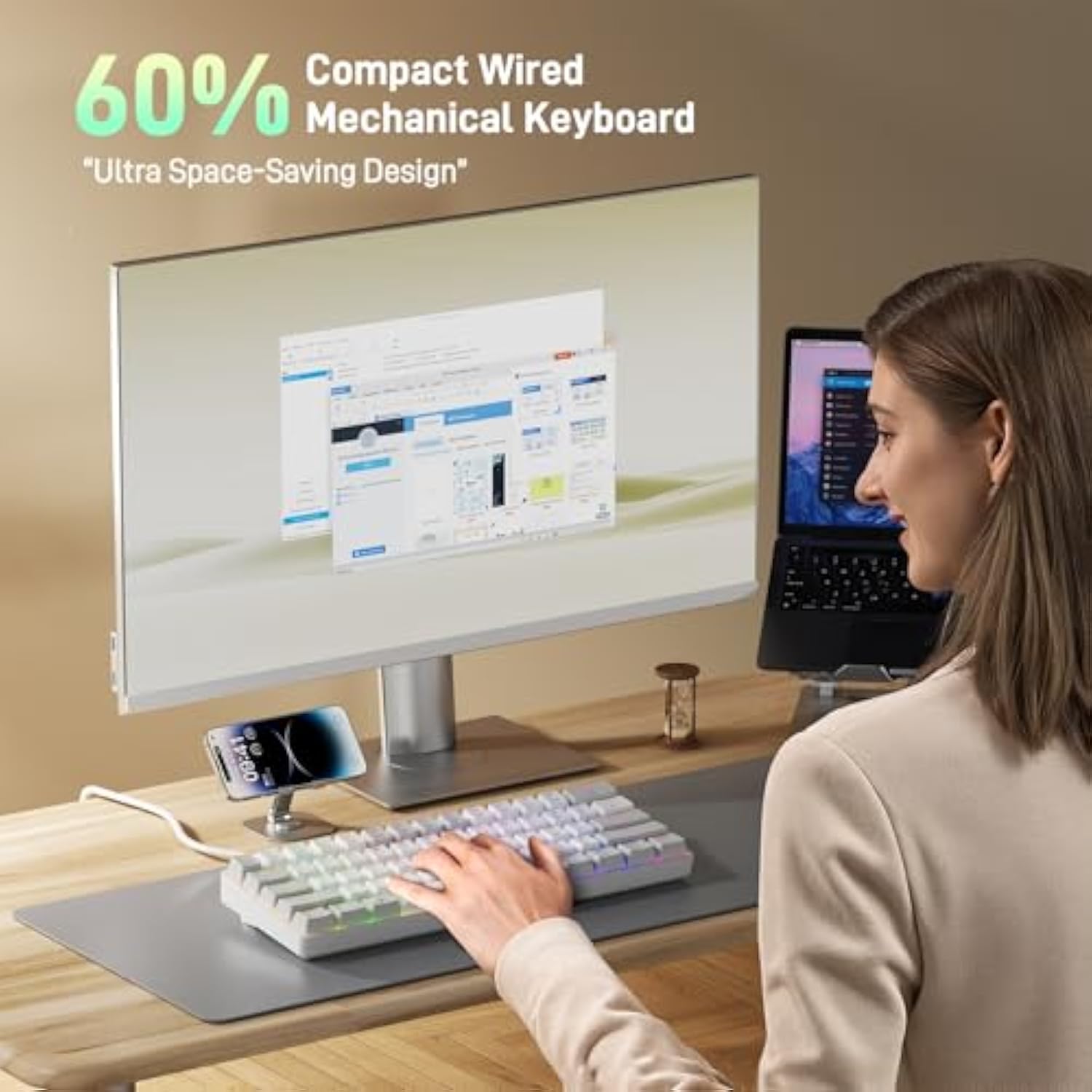 TECKNET 60% Mechanical Gaming Keyboard-RGB Backlit,Ultra Compact Mini 61 Keys