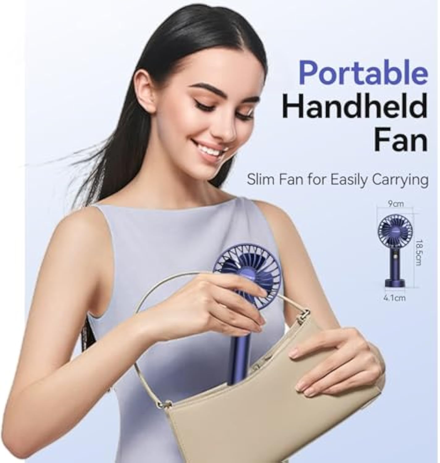 TECKNET Handheld Fan, Portable USB Hand Held Fan Rechargeable with LED Display