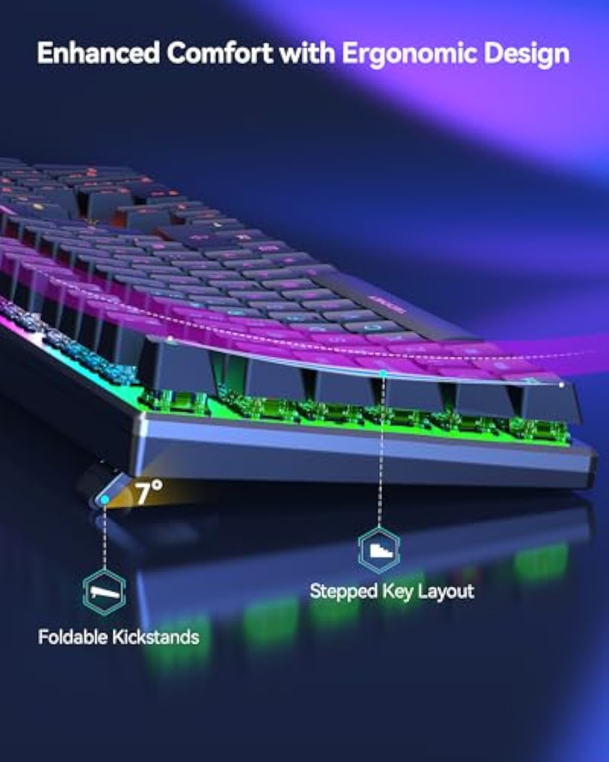 TECKNET Mechanical Gaming Keyboard - Red Switches Mechanical Keyboard with 109 Keys