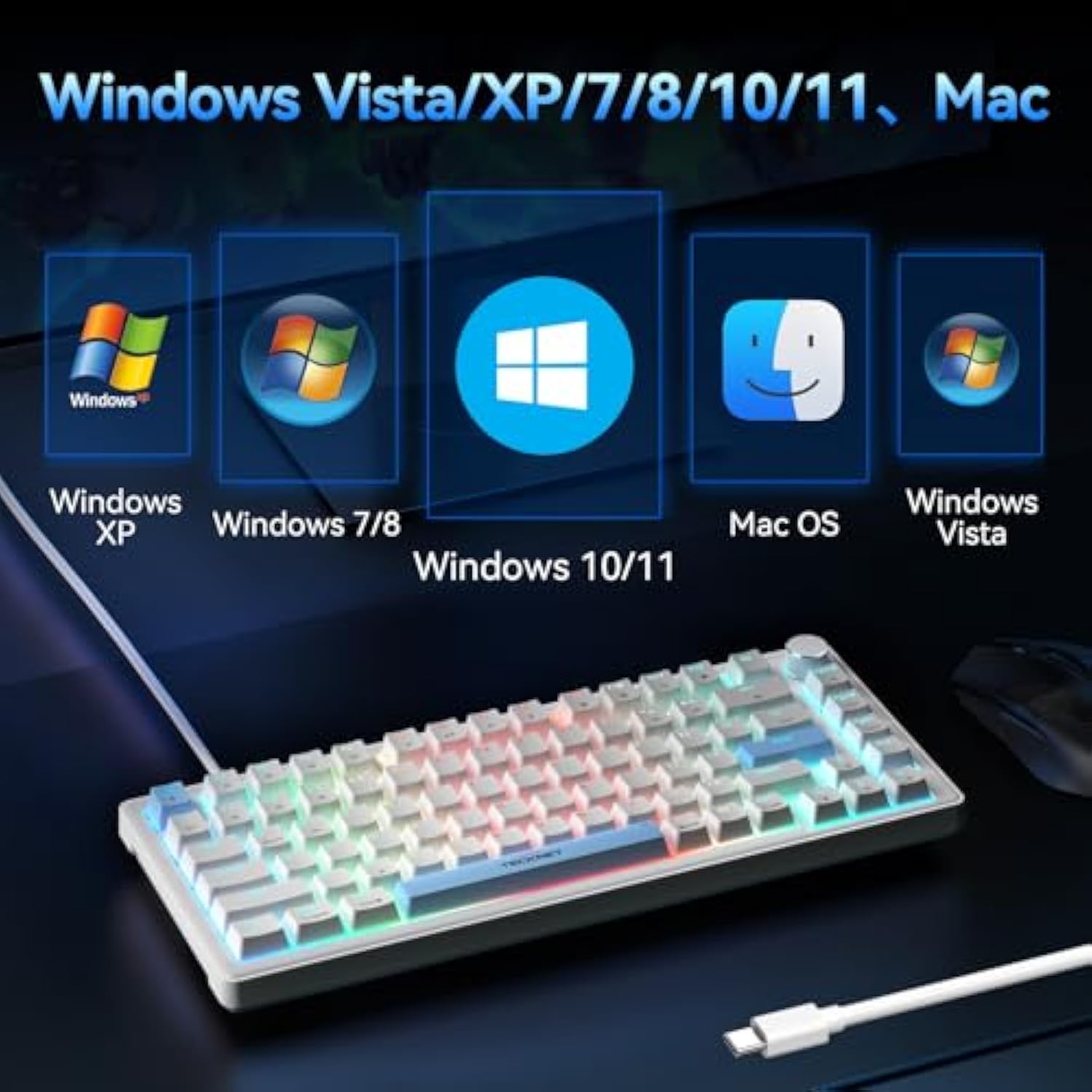 TECKNET Wired Gaming Keyboard, RGB Backlit Keyboards with Gasket Structure