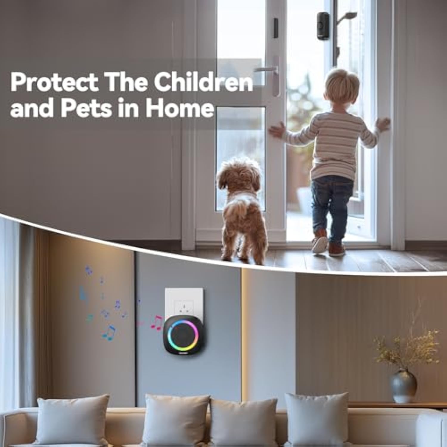 TECKNET Wireless Door Open Sensor Alarm Chime, 1 Plug-in Receiver and 2 Magnetic Door Alarm Sensor