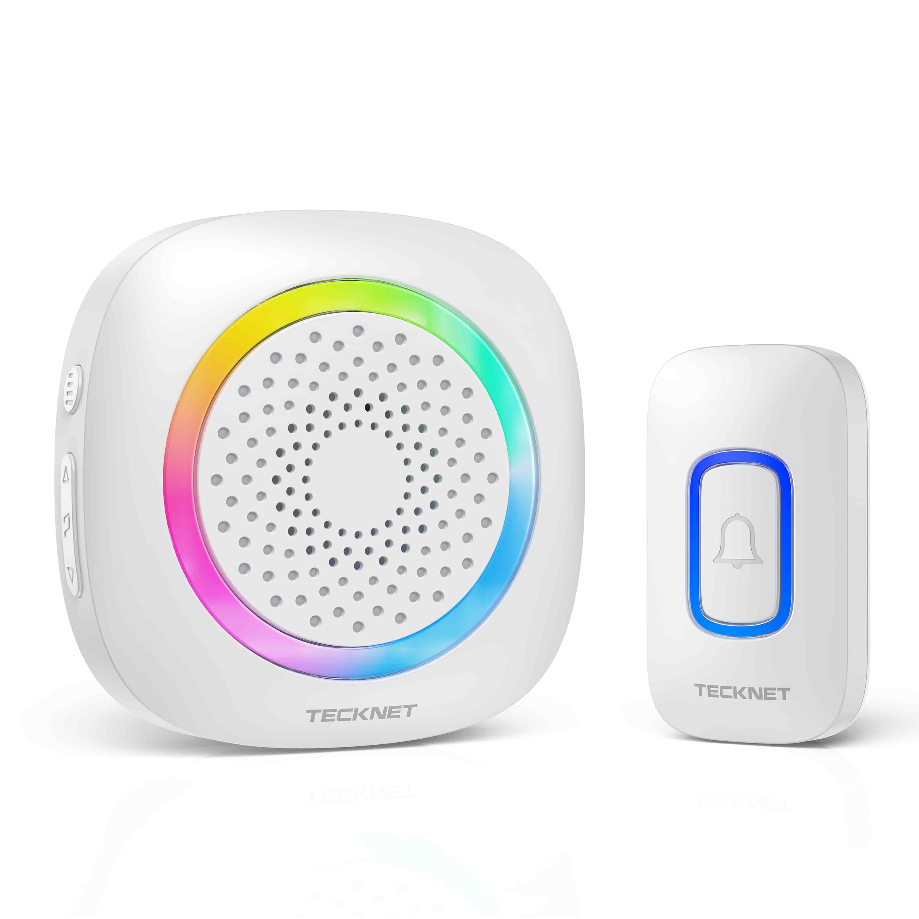 TECKNET Wireless Doorbell with RGB Light, Battery Powered IP66 Waterproof, 400M Wireless Range, 60 Chimes
