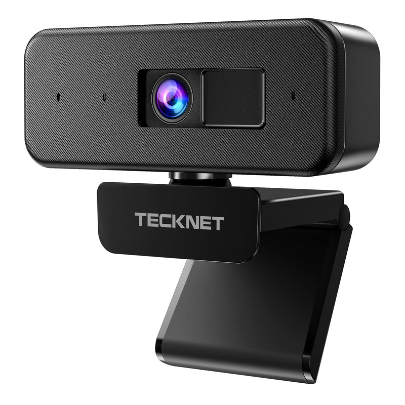TECKNET 1080P Webcam with Microphone & Privacy Cover for Desktop, 110° View