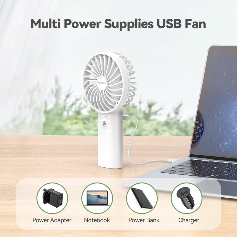 TECKNET Handheld Fan, 2-in-1 Mini Fan with Rechargeable 5200mAh Power Bank