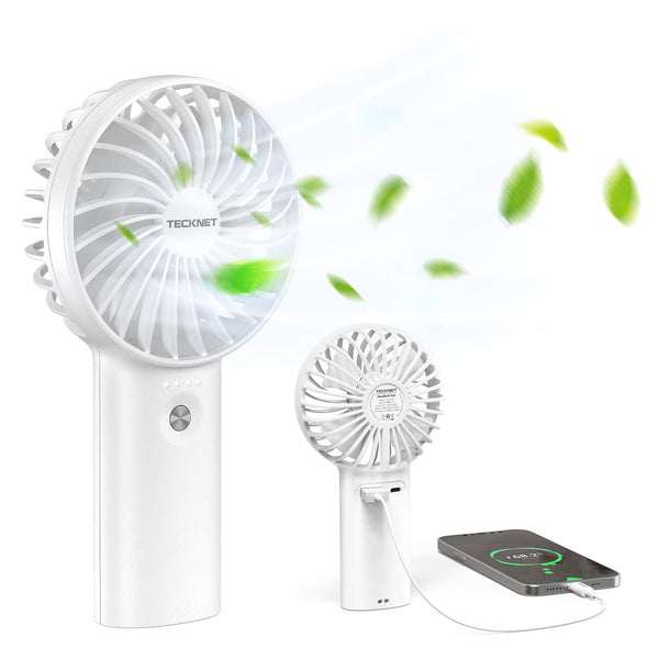 TECKNET Handheld Fan, 2-in-1 Mini Fan with Rechargeable 5200mAh Power Bank