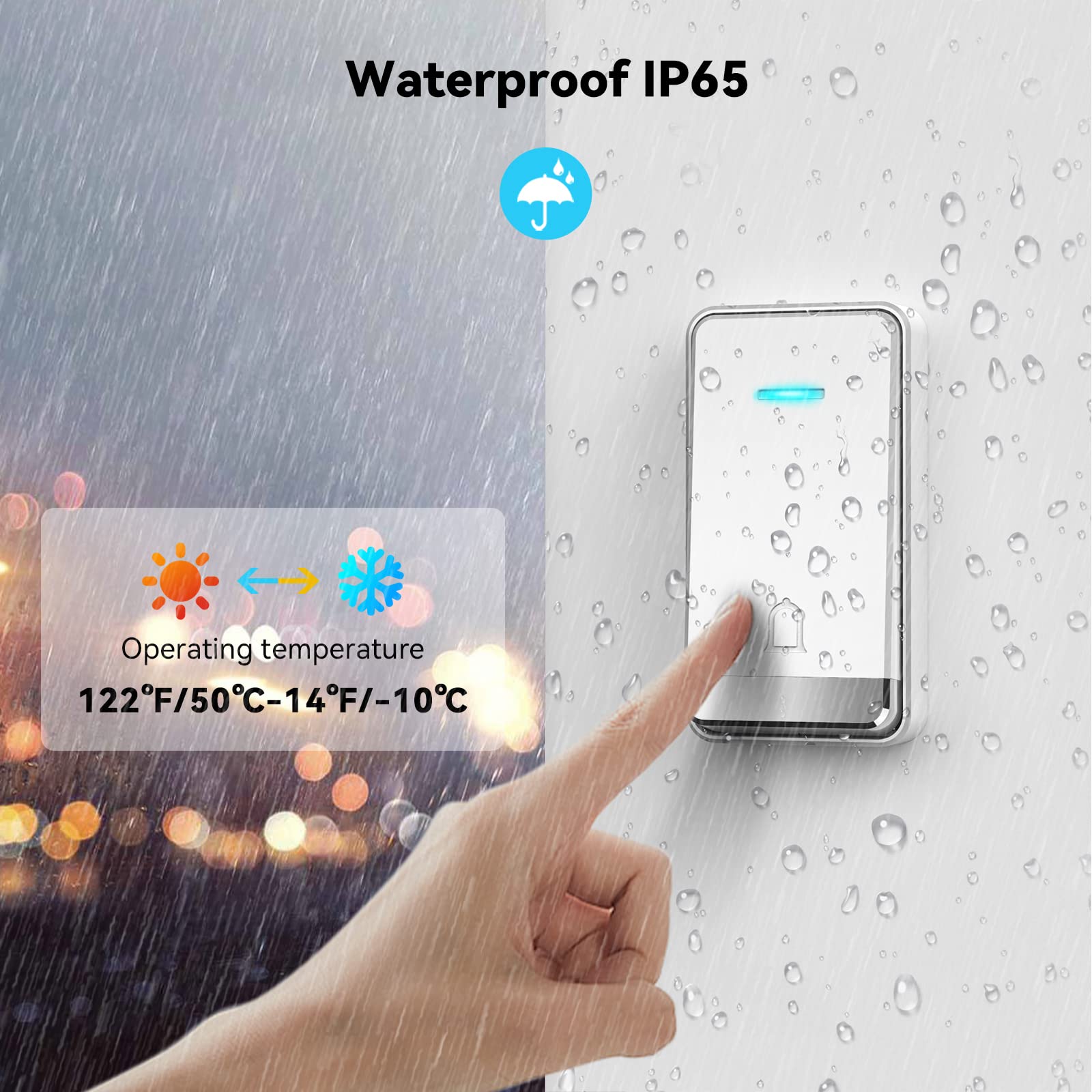 TECKNET Twin Self-Powered Wireless Doorbell Plug in Cordless Door Chime