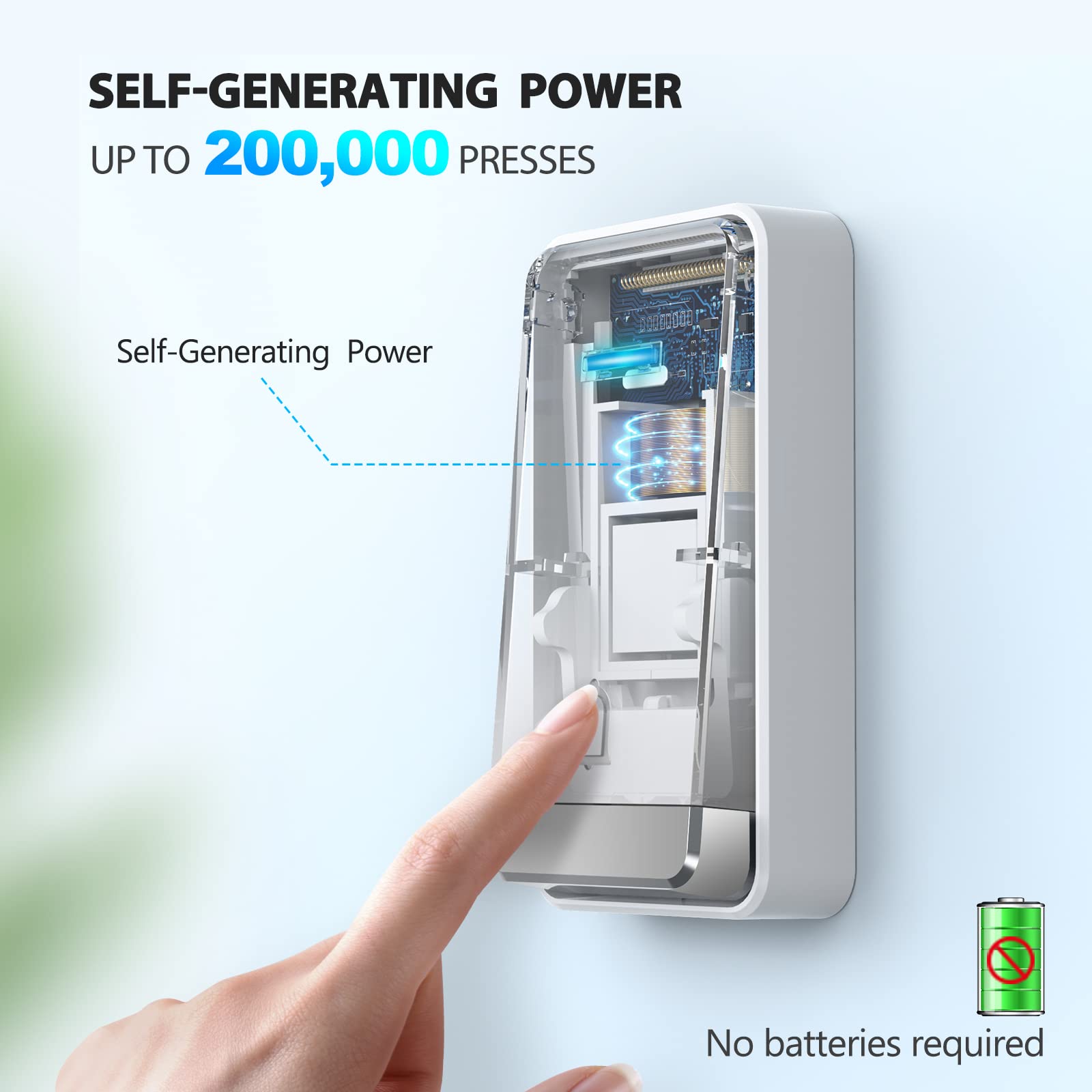 TECKNET Twin Self-Powered Wireless Doorbell Plug in Cordless Door Chime