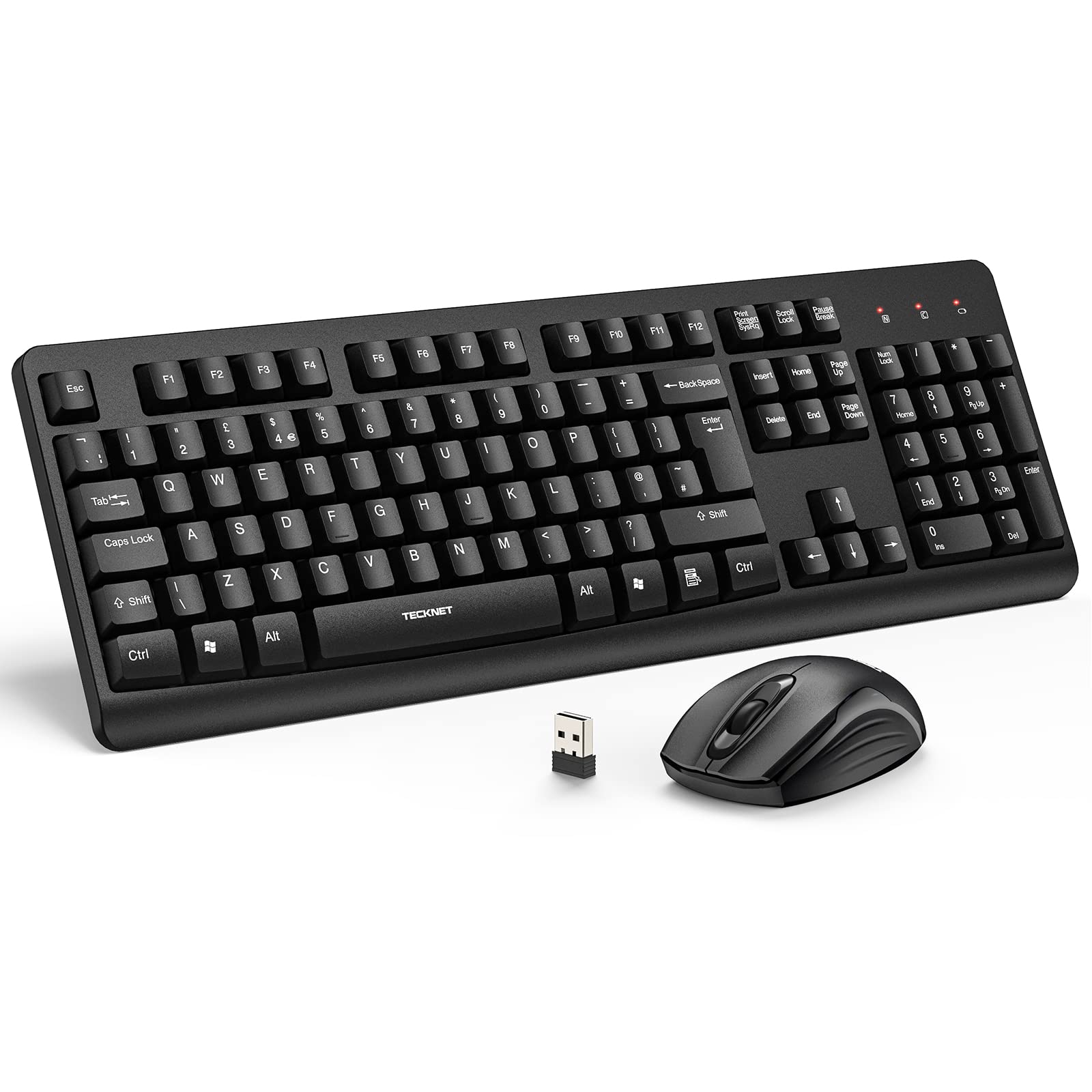 TECKNET 2.4G Wireless Keyboard and Mouse Set With Nano USB Receiver