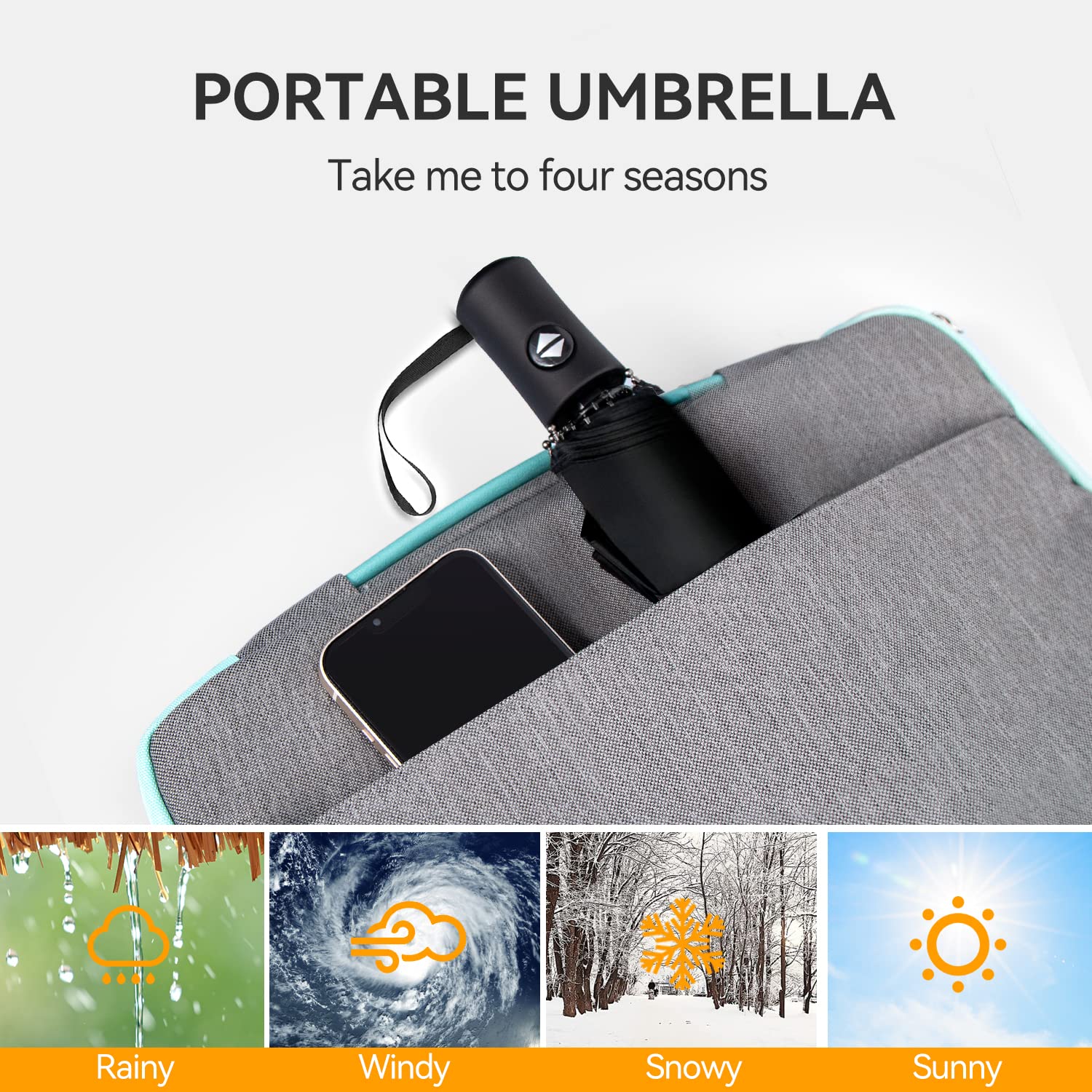 TechRise Windproof Automatic Folding Travel Umbrella 8 Ribs