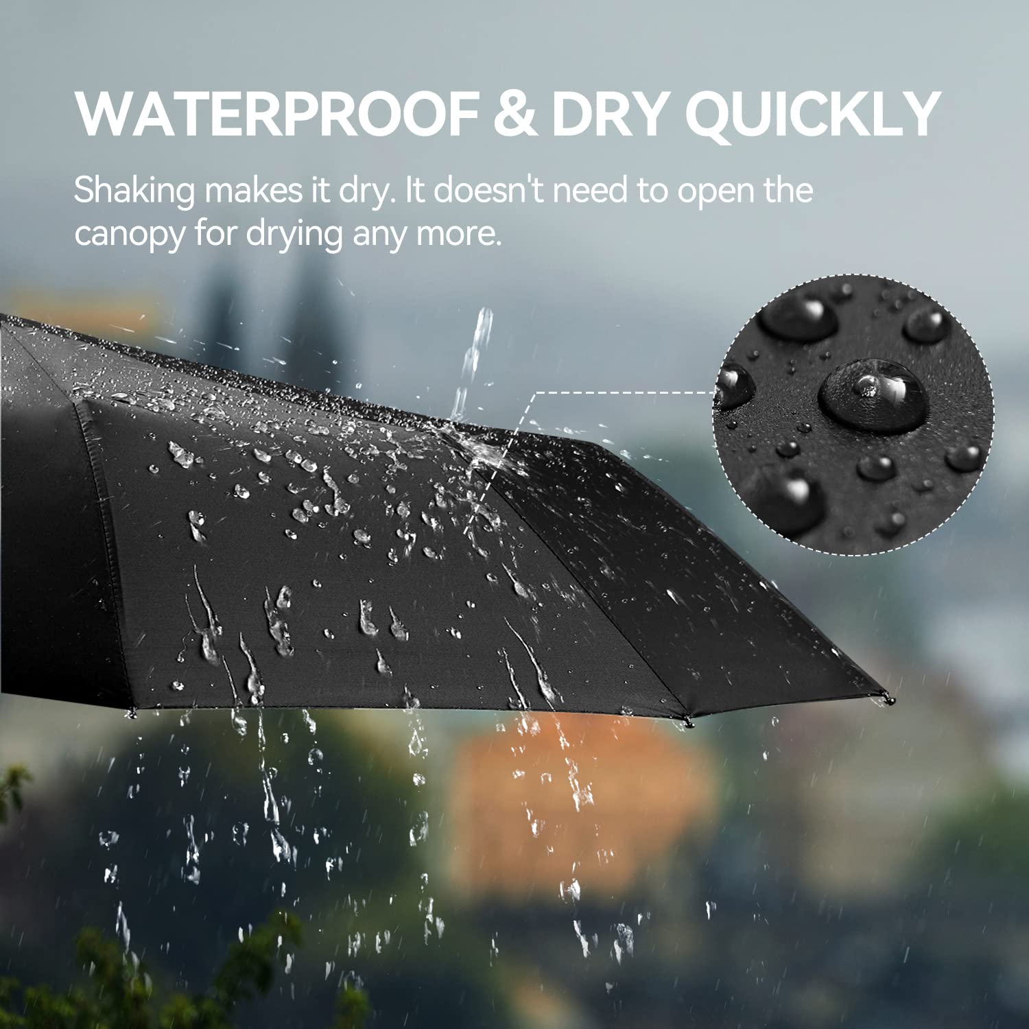 TechRise Windproof Automatic Folding Travel Umbrella 8 Ribs