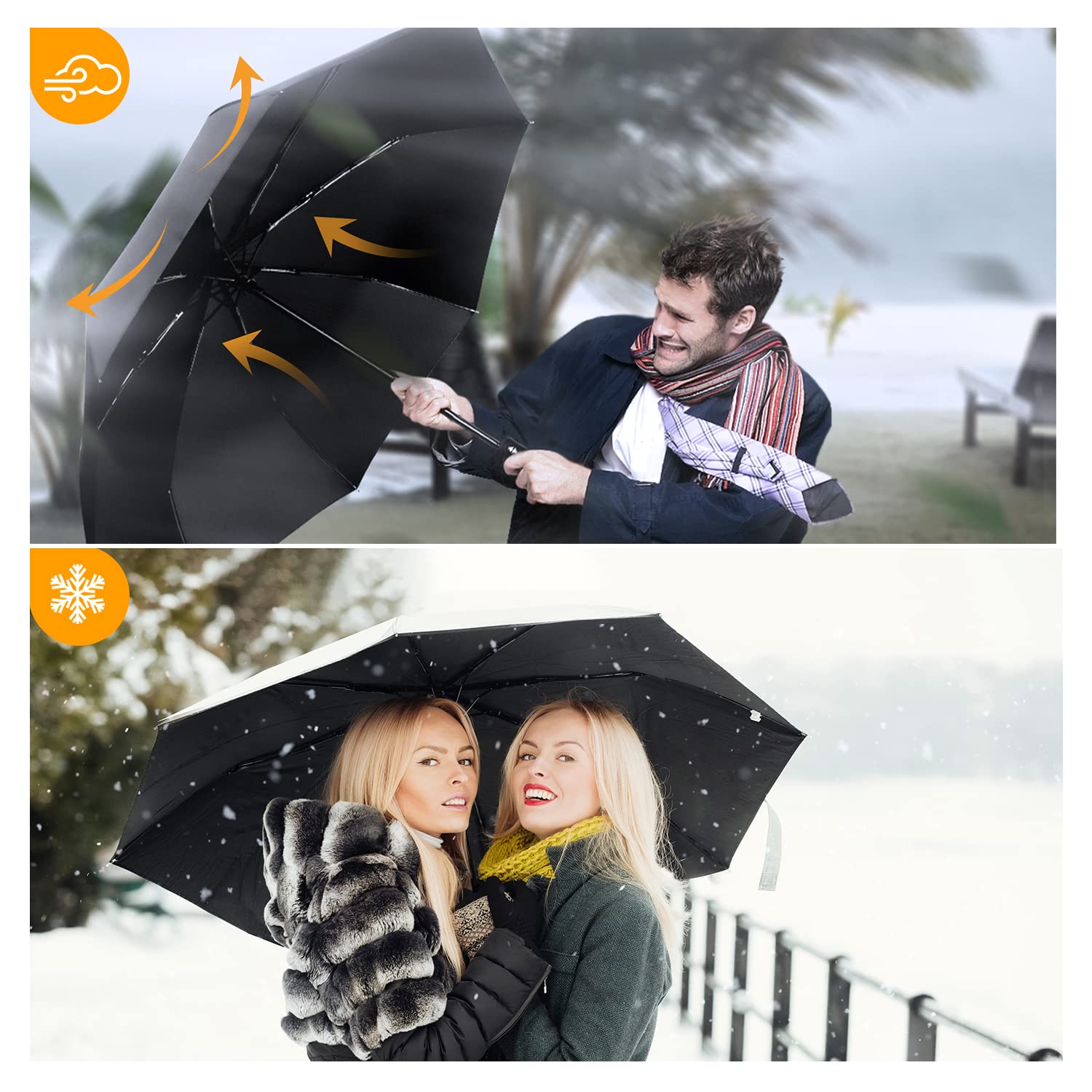 TechRise Windproof Automatic Folding Travel Umbrella 8 Ribs