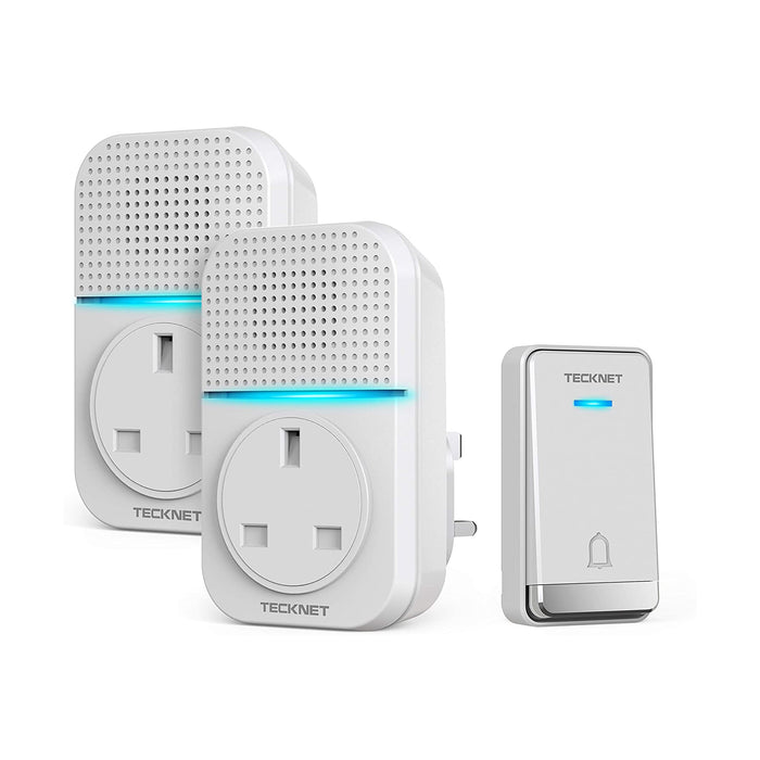 TECKNET Twin Self-Powered Wireless Doorbell Plug in Cordless Door Chime