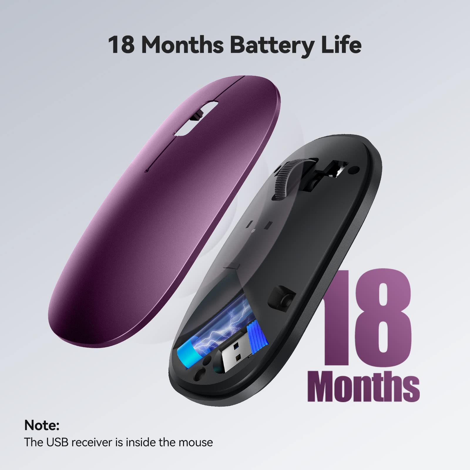 Wireless Mouse, TECKNET Computer Mouse with 3200 DPI, USB Silent Slim Cordless Mice