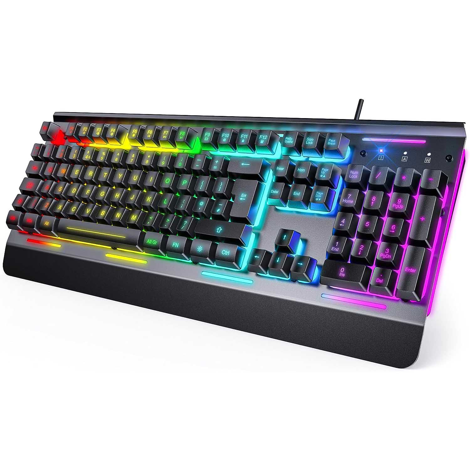 TECKNET RGB Gaming Keyboard, 105 Keys All-Metal Panel, 15 LED RGB Color Modes