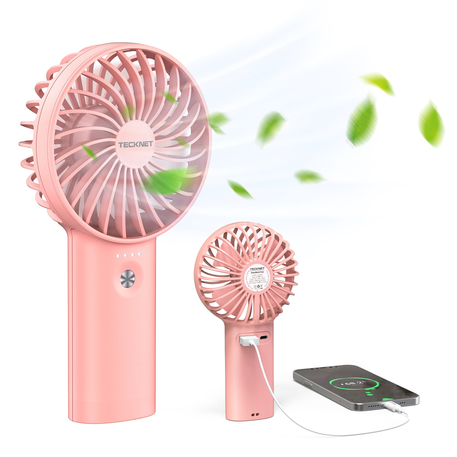 TECKNET Handheld Fan, 2-in-1 Mini Fan with Rechargeable 5200mAh Power Bank