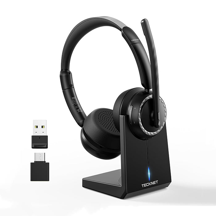 TECKNET Wireless Headset, 5.3 Bluetooth Headset with Noise Cancelling Mic
