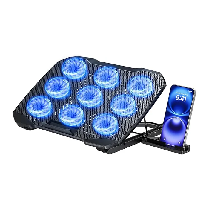 TECKNET Laptop Cooling Pad, Laptop Cooler with 9 Quiet Fans at 2600RPM