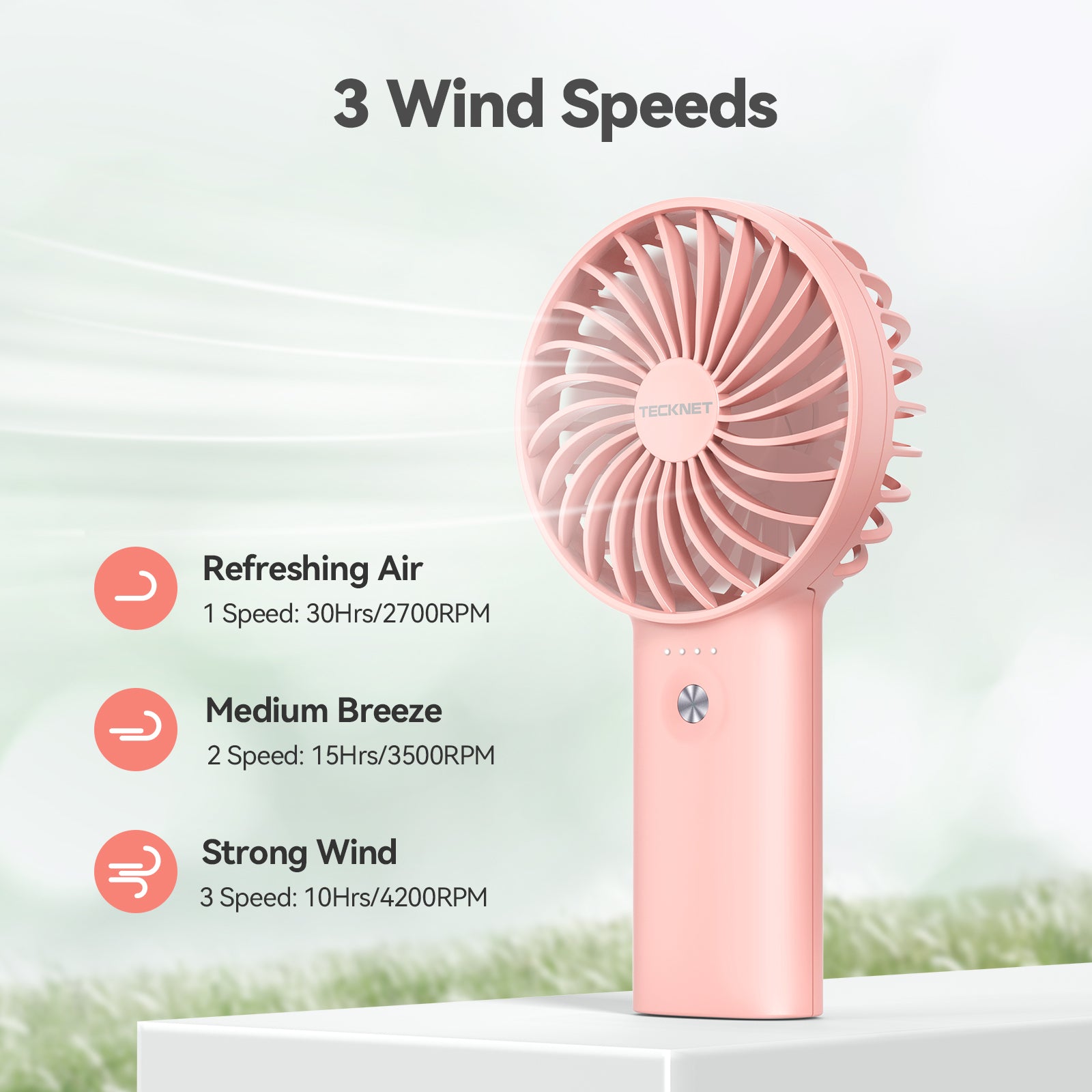 TECKNET Handheld Fan, 2-in-1 Mini Fan with Rechargeable 5200mAh Power Bank