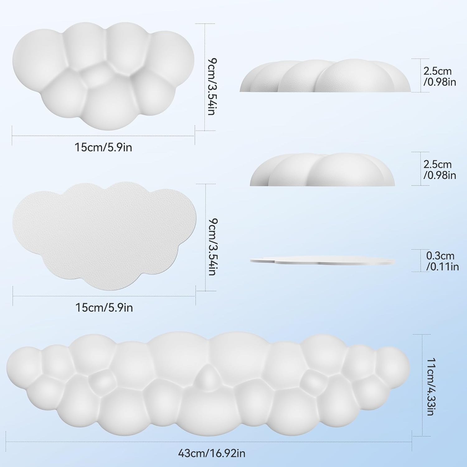 TECKNET Cloud Wrist Rest Keyboard Wrist Rest Set Wrist Support