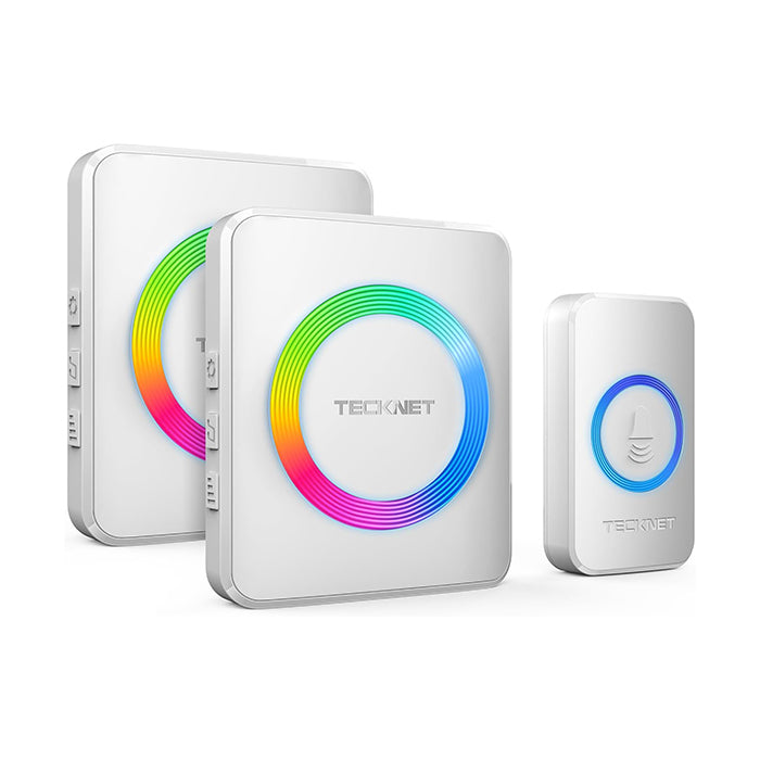TECKNET Wireless Doorbell with 2 Receivers, 1300ft Long Range IP65 Waterproof Door Bells Wireless Cordless