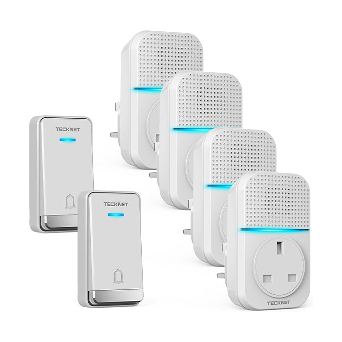 TECKNET Plug-in Wireless Doorbell, 4 Receivers 2 Transmitters