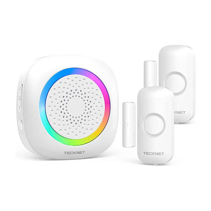 TECKNET Wireless Door Open Sensor Alarm Chime, 1 Plug-in Receiver and 2 Magnetic Door Alarm Sensor