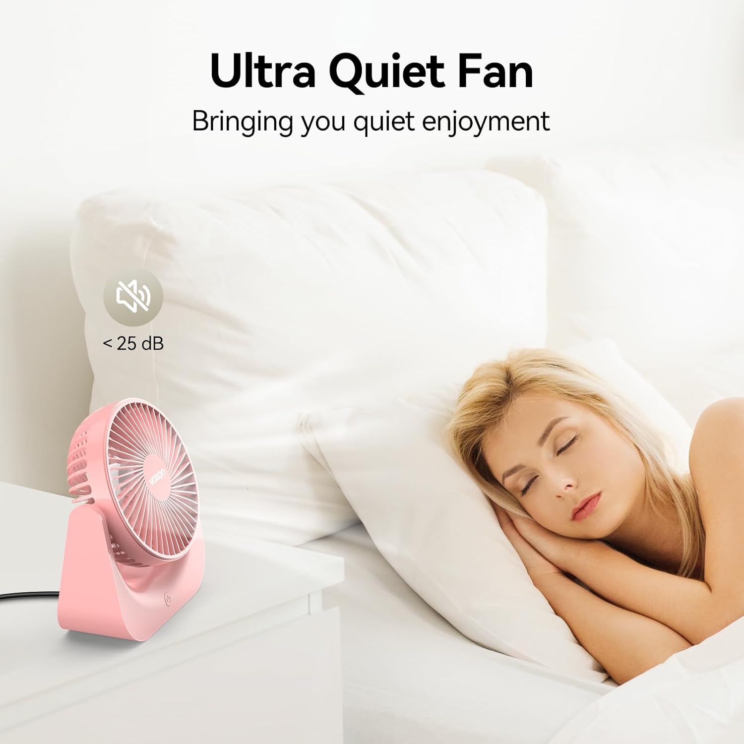 VOXON Small to Medium Pink Table Fan with 5 Speeds