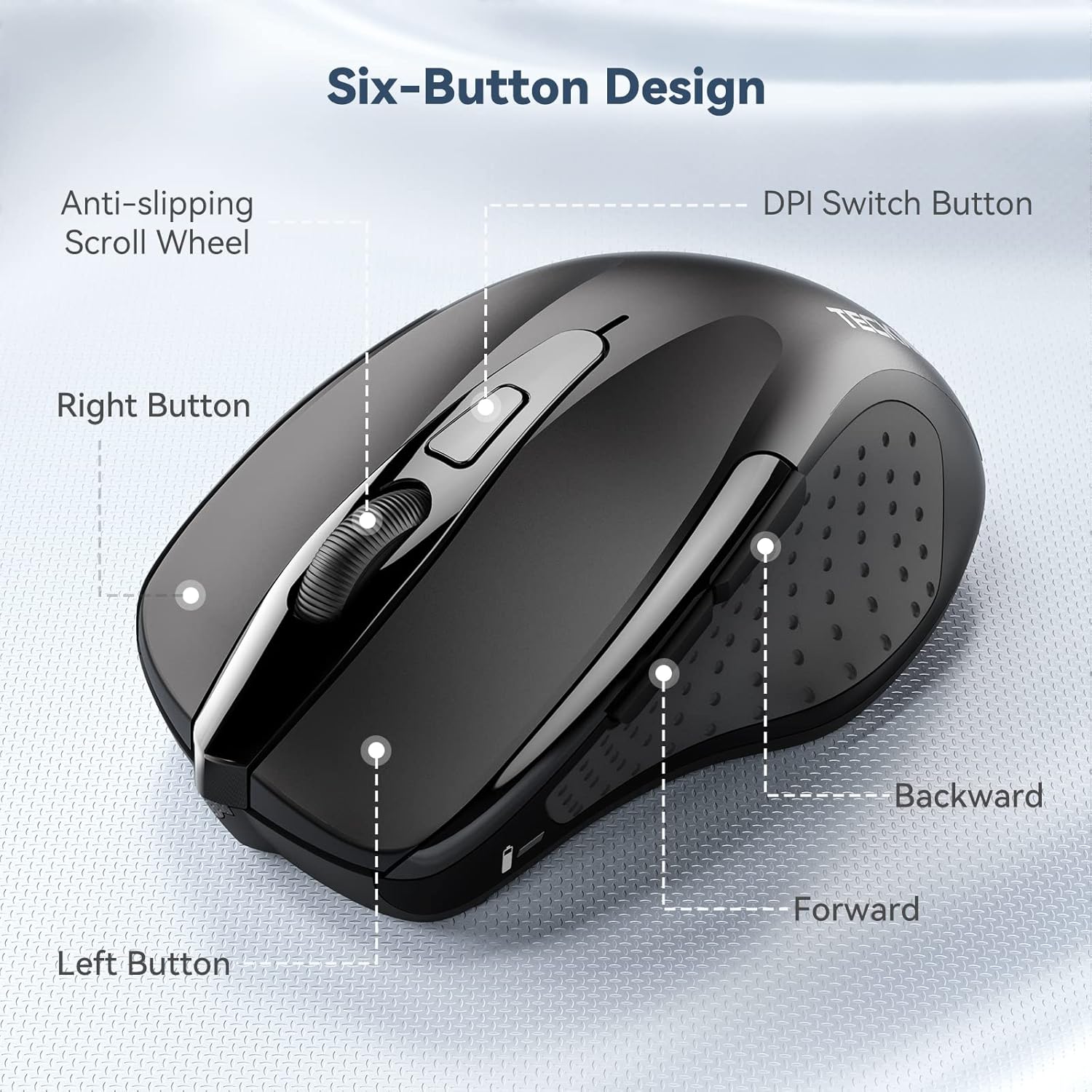 TECKNET Pro Wireless Mouse, 4000 DPI, 2.4G Ergonomic Optical