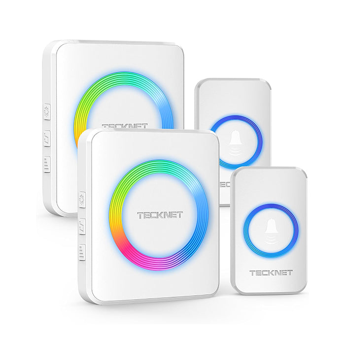 TECKNET Wireless Doorbell with 2 Push Buttons 2 Receivers
