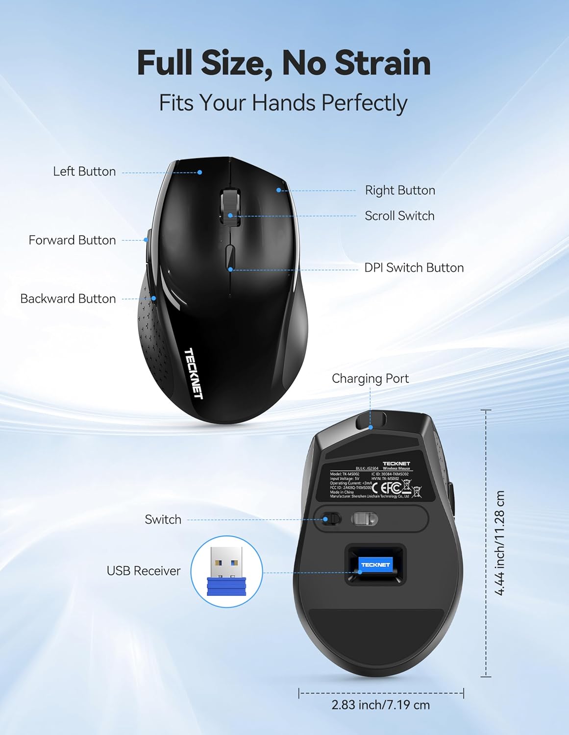 TECKNET PRO Rechargeable Wireless Mouse