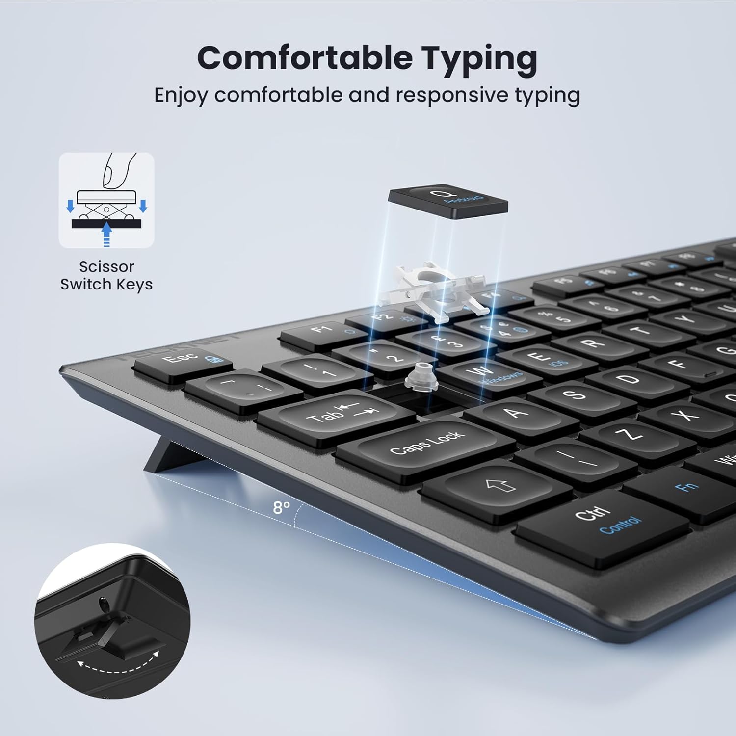 TECKNET Wireless Keyboard, Rechargeable 2.4GHz Silent Keyboard