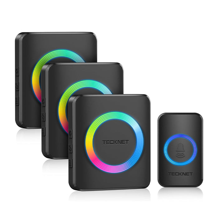 TECKNET Wireless Doorbell 3 Receivers, Door Chime Kit with RGB Light