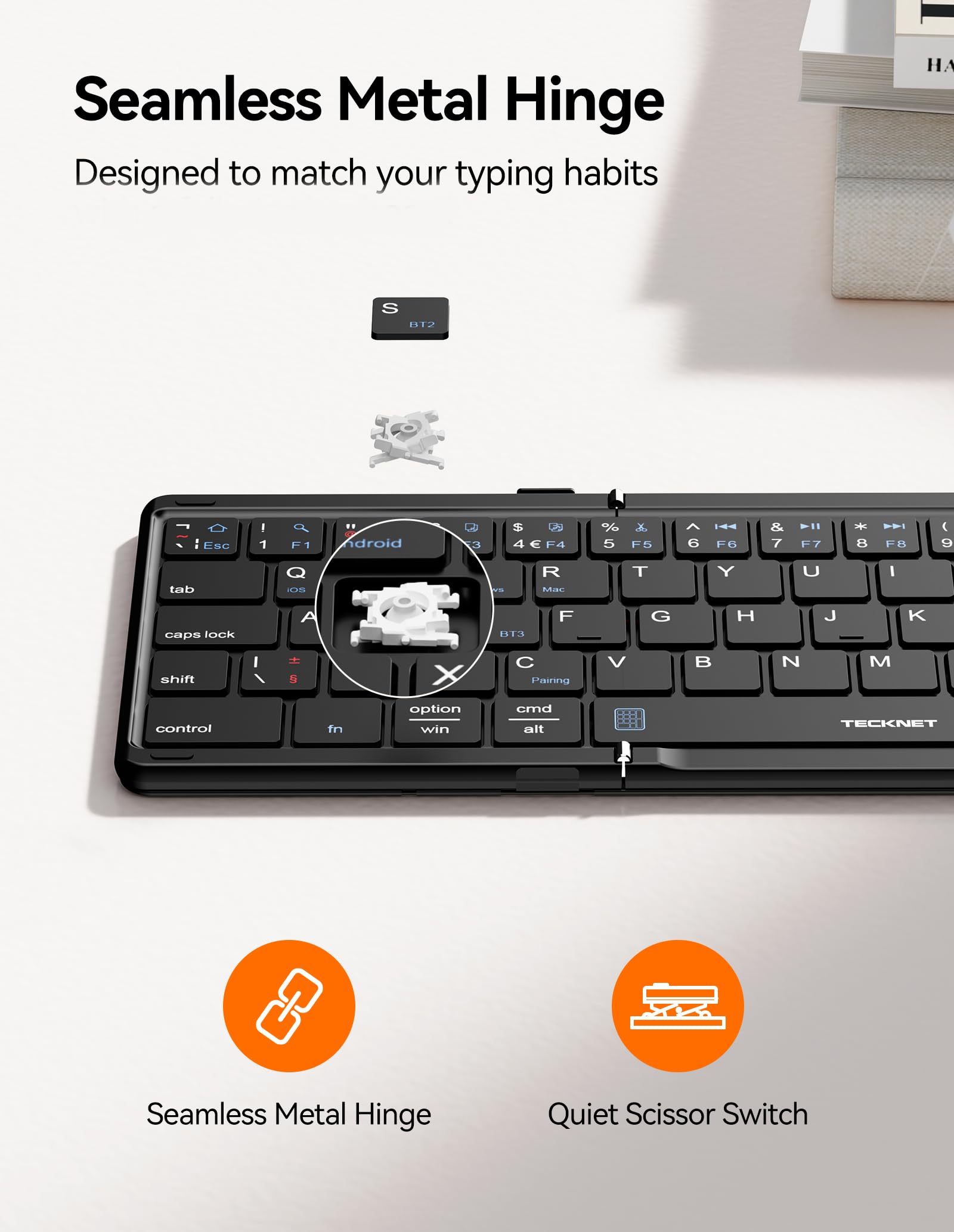 TECKNET Foldable Bluetooth Keyboard with Touchpad