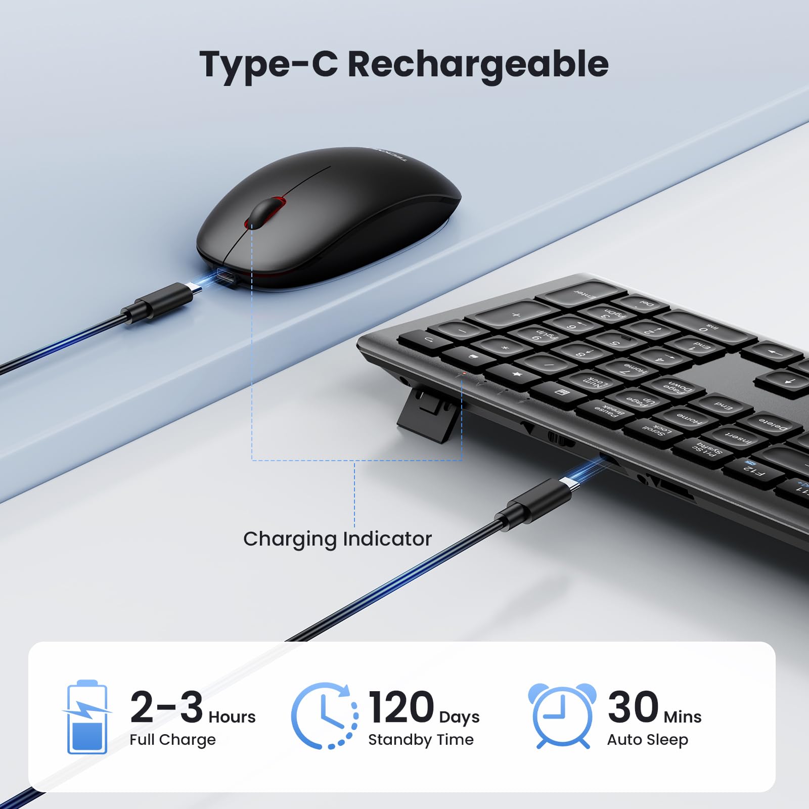 TECKNET Wireless Keyboard and Mouse Combo