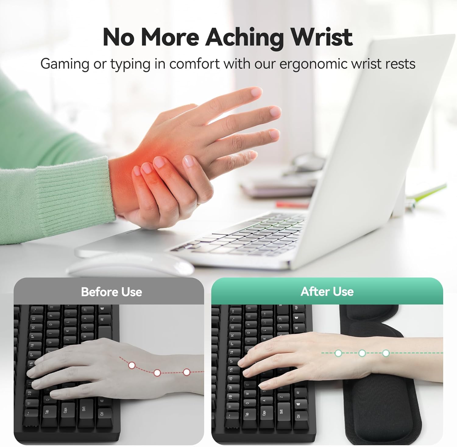 TECKNET Mouse Mat Wrist Support, Ergonomic Mouse Pad Wrist Rest