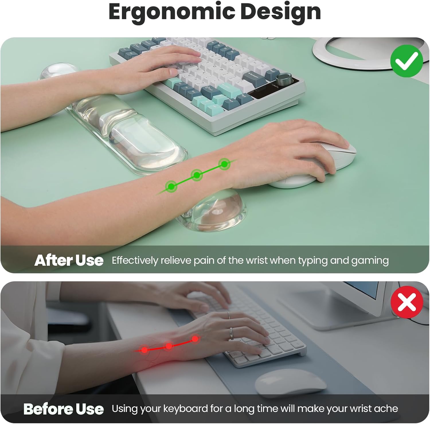 TECKNET Silicone Gel Keyboard Wrist Rest Set